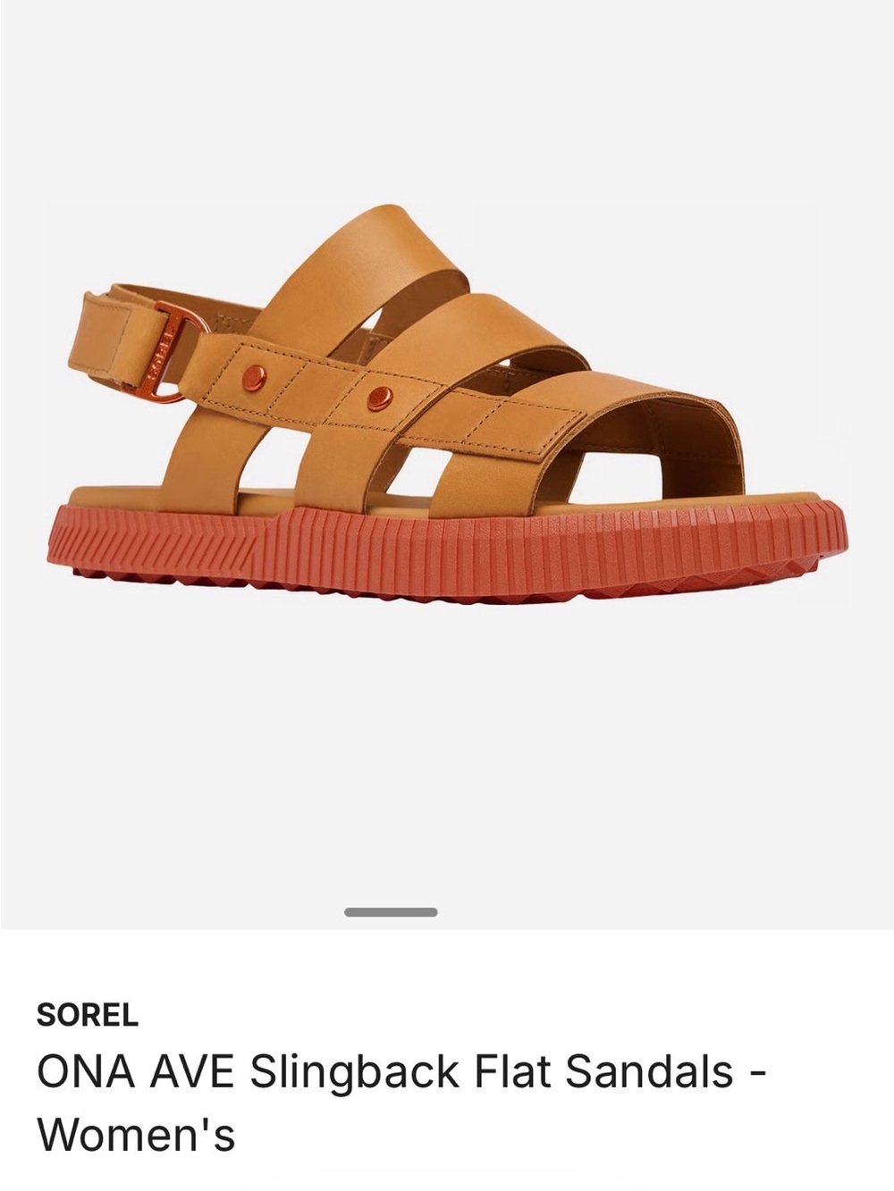 Sorel ONA AVE Slingback Flat Sandals -Canyon Gold (BNIB) - Picture 4 of 8